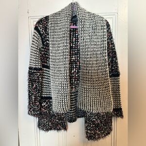 Anthropologie Chunky Knit Black and Gray Cardigan size small nwot